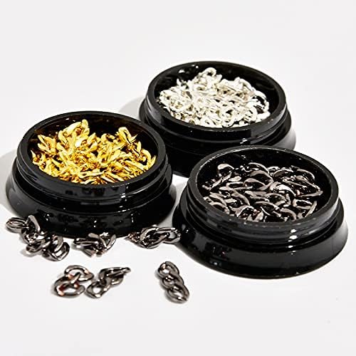 1box Nail Hollow Charming Metal Stud rhinestone lanac-dizajn Legura metalik zlato/srebro / Crni klinovi DIY 3D Nails Art Decor Studs -