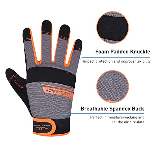 FACELANDY Sintetička koža radne zaštitne rukavice za muškarce,mehaničke radne rukavice Touchscreen