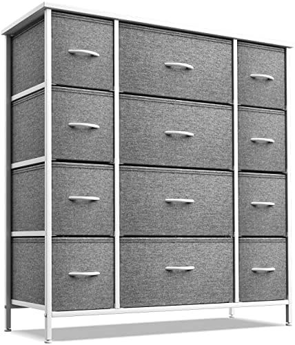 Sorbus komoda sa 12 ladice - grudi Organizator jedinica sa čeličnim okvirom Wood Top & Handle easy Pull tkanine kante za odjeću - veliki ostava namještaj za spavaću sobu, hodnik, dnevni boravak, rasadnik & ormar