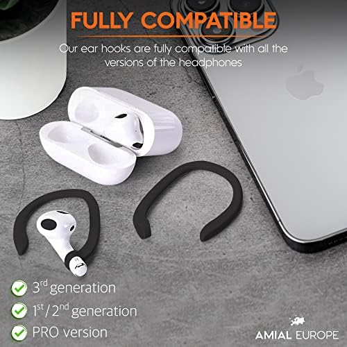 Amial Europe® - Airpod Holder za Airpod pribor Kompatibilan je sa Airpods 3, 2, 1, Pro, Pro 2, Airpods učvršćen kuki za uši