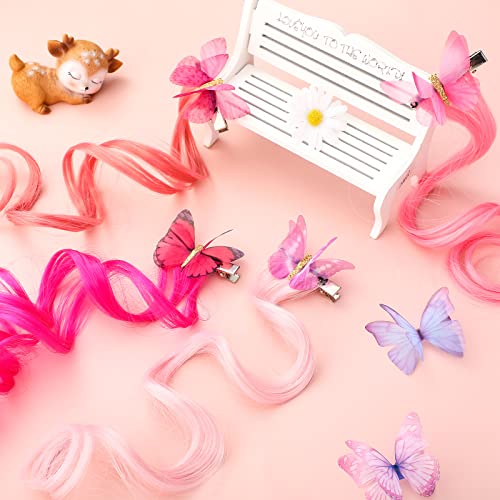 Obojene leptir ekstenzije za kosu Curly Wavy Accessories Set za djevojčice žene djeca Butterfly Hair Glitter