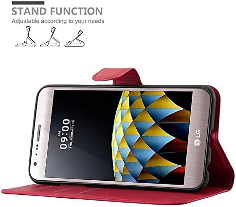 Cadorabo futrola za knjige kompatibilna sa LG X CAM u Candy Apple RED-sa magnetnim zatvaračem, funkcijom postolja i utorom za kartice-novčanik Etui Cover torbica PU Leather Flip