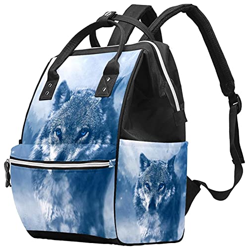 Wolf sa plavim očima pelene tote torbe mumije ruksak velikog kapaciteta pelena torba za staračku torbu za