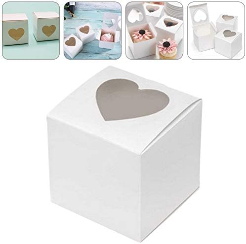 Doitool Cake, 1 set 50 kom PVC kutije za vjenčanje sa jasnim prozorom u obliku srca