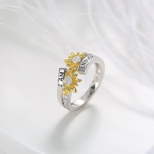 Srebrni okrugli kubični cirkonijski prsten za žene, prsten za cvijet suncokreta, obećavaju prstenove za njenu izjavu prstenovi