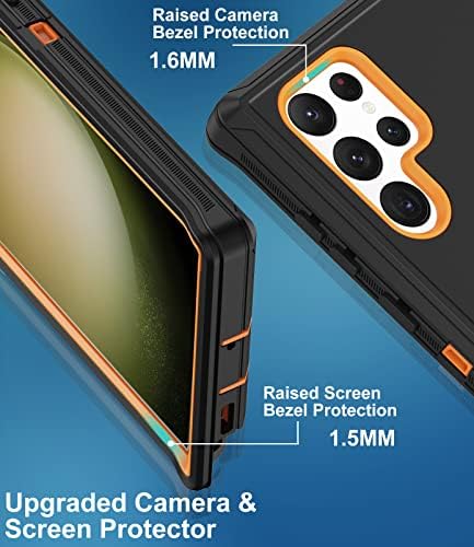 Aimull-88 za Samsung Galaxy S23 Ultra ultra, sa zaštitnim zaslonom Zaštita od pada teških dužnosti, punim tijelom Čvrstom otpornosti na udarce za prašinu zaštitni telefon za prašinu za Samsung Galaxy S23 ultra narandžasta