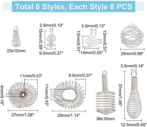 PH Pandahall 64pcs Crystal Holder ogrlica Cage 8 stil Spiralni kavezni privjesci za pitinu od kaveza sa