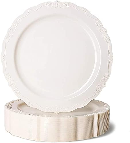 Vjenčani pribor za večeru, bijele plastične ploče