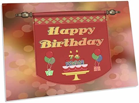 3drose Happy 74th Birthday Banner, torta sa poklonima i balonima - Desk Pad Place prostirke