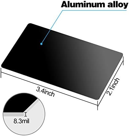 ZOENHOU 150 kom 3,4 x 2,1 inča 8mil / 0,21 mm metalna vizit karta, crne praznine gotove aluminijumske prazne