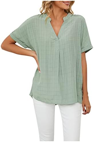 Ljetne bluze za žene kratki rukavi Dressy Tops labavi Fit lagani Flowy Shirts Casual V izrez Tunic Tops