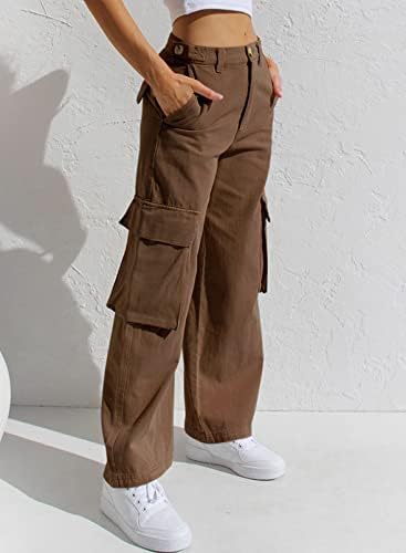 Procjena teretnih hlača Žene Ležerne prilike sa slobodnim strukom ravne pantalone s džepama s džepovima