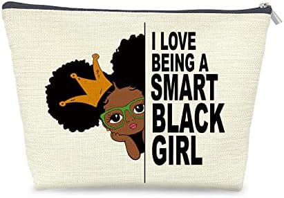 Inspirativni pokloni za crne djevojke, volim biti pametna crna djevojka kozmetička torba poklon ideja za