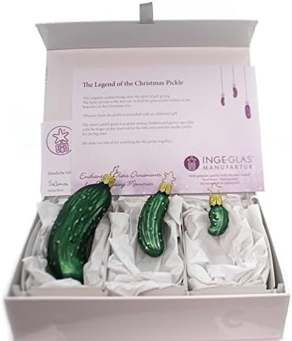 Inge Glas Legend Of The Pickle 1-115-15 IGM njemački Božić Ornament Poklon kutija