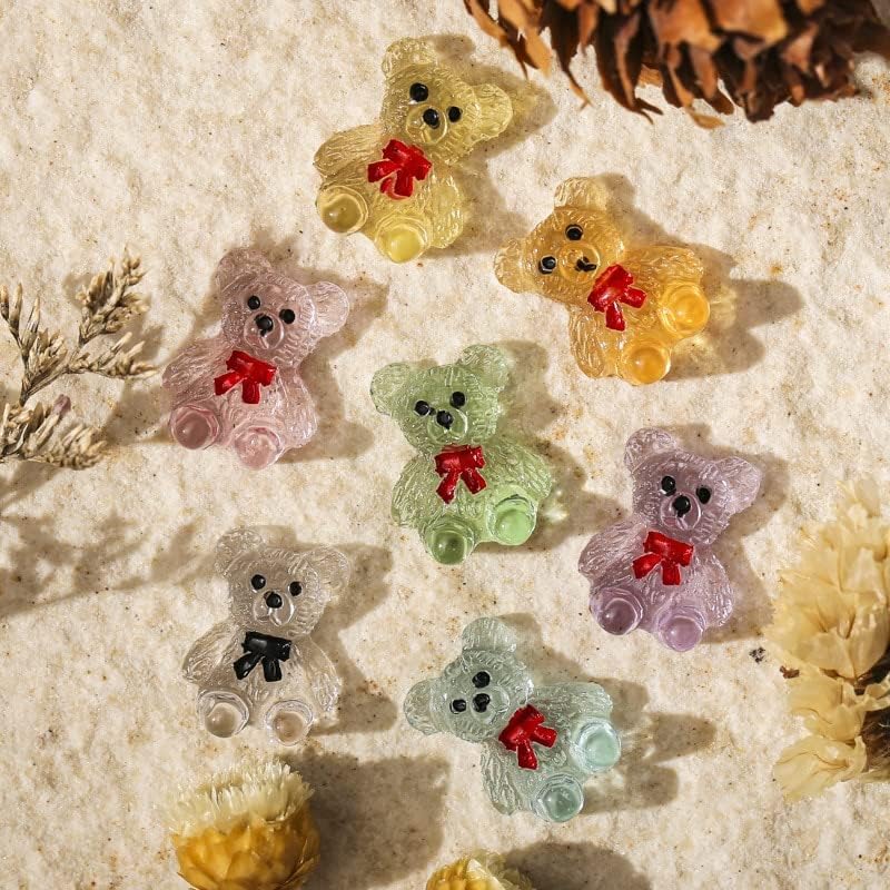 20kom Transparent Lovely Bear 3d Resin Nail Art dekoracije Cartoon Painted manikir nakit dodatna oprema