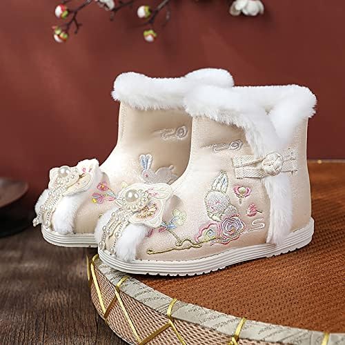 Toddler Etnički Stil Pamučne Čizme Za Gilrs Platnene Cipele Toplo Zimske Čizme Za Snijeg Vezenje Print Toddler