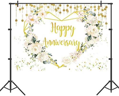 Sretna godišnjica pozadina cvjeta Ljubav navijaju do 10 godina 50. rođendan za vjenčanje zabava Gold Bokeh