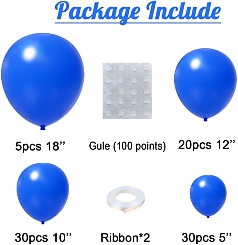 Royal Blue Balloons 85 kom. Plavi balon Garland Arch Kit 5/10/12/18 inča Različite veličine Tamno plavi