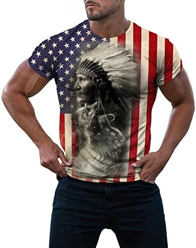 XXBR Muška američka zastava Majica Ljetni casual kratki rukav Indian Wolf Tips Cool Muscle Workout Atletics