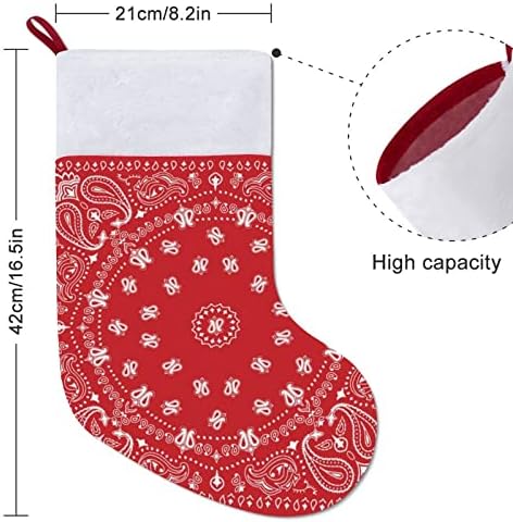 Crvena bandana uzorak božićne čarape čarapa Xmas Tree Santa ukrasi viseći ukrase za kamin za odmor 16.5