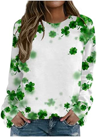 Ženske Casual majice St. Patricks dan djetelina Duks Crewneck Dugi rukav pulover vrhovi Meki labavi poklon