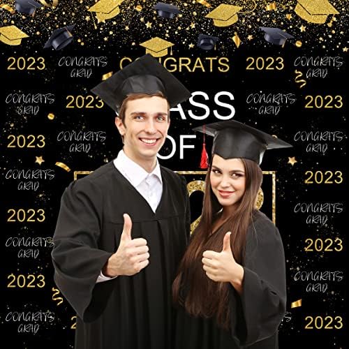 Pozadina za diplomsku zabavu crno zlato Glitter Čestitam diplomskim fotografijama klasa ukrasa za 2023.