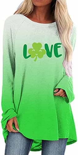 Yubnlvae Saint Patricks Day Shirts Womens Shamrock slatka posada vrat labave fit Party Lucky Tee