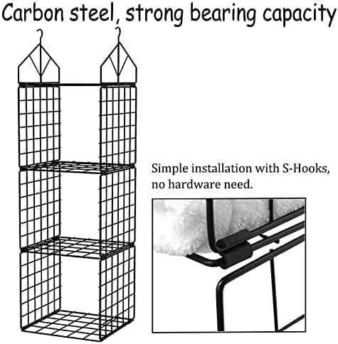 LUNKUIVY Carbon Steel viseći ormar Organizator, Podesiva visina police za ormare sa 4 police i korpe za
