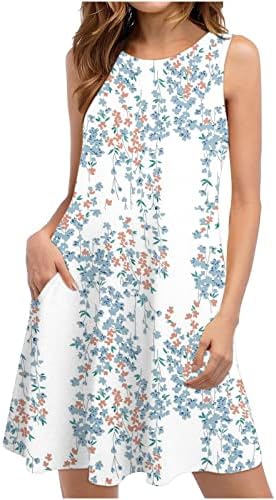 Ljetne haljine za žene 2023 plaža cvjetna masirt sundress casual džepovi Boho tenk haljina