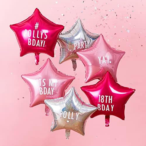 Ginger Ray Pink i Iridescentna personalizirana baloni za zabavu od strane folije sa naljepnicama 6 pakovanja