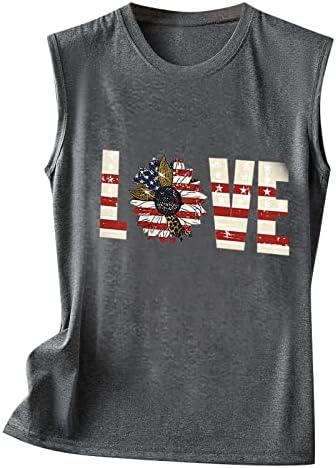 Ženski povremeni vrhovi rezervoara za dan nezavisnosti Patriotske majice Američka zastava Pisma ispis prsluka