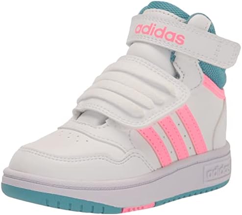 Adidas baby obruči 3.0 srednja košarkaška cipela, bijela / snop ružičasta / preledivi plava, 4 američka