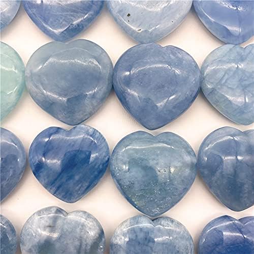 Shitou2231 1pc Natural Blue Aquamarine Crystal Ljubav Oblik srca Izlječenje poliranih kamenih dragulja za