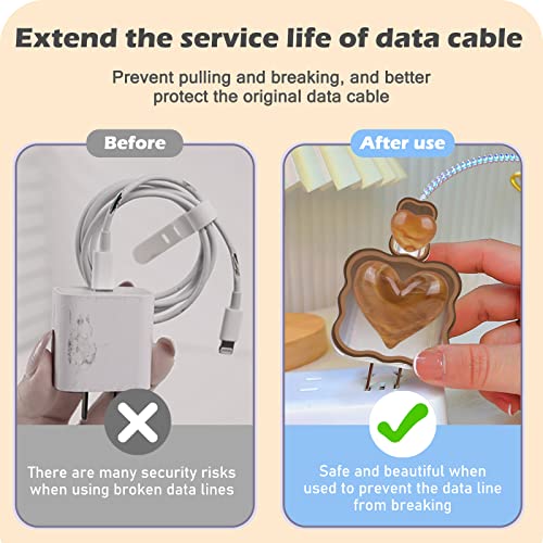 Slatka zaštita kabla za Apple 18W / 20W punjač,3D dizajn mermernih srčanih talasa,Data Line kabl USB poklopac