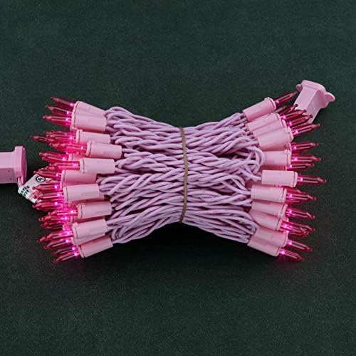 YULETIME Pink LED Božićna svjetla sa ružičastom žicom, 33 ft 100 Count UL certificirani komercijalni razred