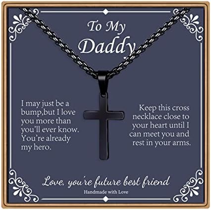Ieflife Fathers Day Cross pokloni za muškarce, srebro / crno / zlato Cross ogrlica kutija lanac Cross Privjesak