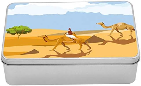 AMBESONNE OASIS TIN kutija, žena u tradicionalnoj odjeći koja vozi kamilu u pustinjskim osobinama, prenosivi