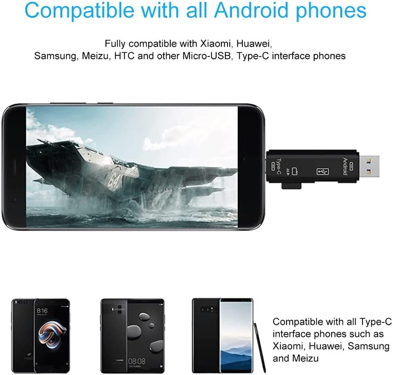 5 u 1 multifunkcionalni čitač kartica kompatibilan sa Samsung Galaxy S10, S9, S8, Plus, Note s10, Note S9