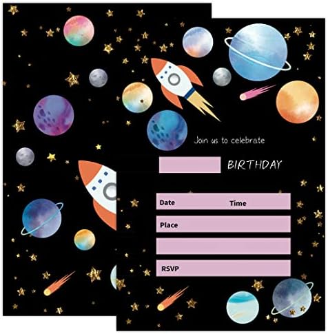 JJinus Space Rođendan za rođendan za dječake, 20 set sa kovertama