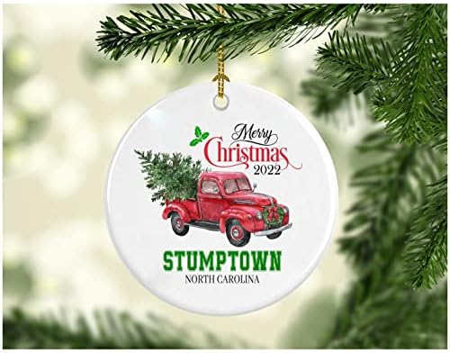 Božić ukras Tree Sretan Božić 2022 Stumptown North Carolina Ornament Funny poklon Božić odmor kao porodica