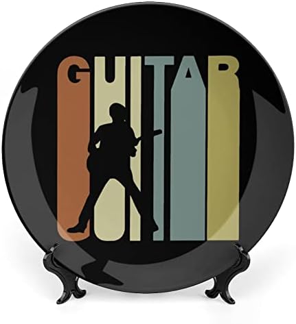 Retro stil gitara Dekorativna ploča okrugla keramičke ploče sa postoljem za prikaz za uređenje za kućne