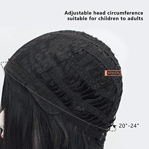 Crne pletene perike za srijedu Addams perika za žene djevojke Sintetička perika za kosu visoke otporne na