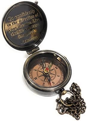 Pocket Compass - Inspirativni citati ugravirani Thoreau's Goodly Brass Compass Poklon za diplomiranje, godišnjicu,