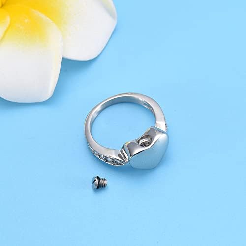 Dotuiarg 9Size prsten za kremaciju srca od nehrđajućeg čelika pepeo držeći spomen-urnu prsten za prste