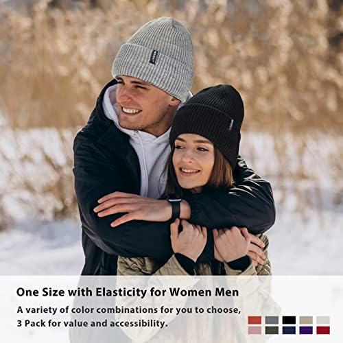 MSDC Beanies Women 3 Pack, zimski šeširi za žene muškarci flis podstavljeni topli za hladno vrijeme, kapica