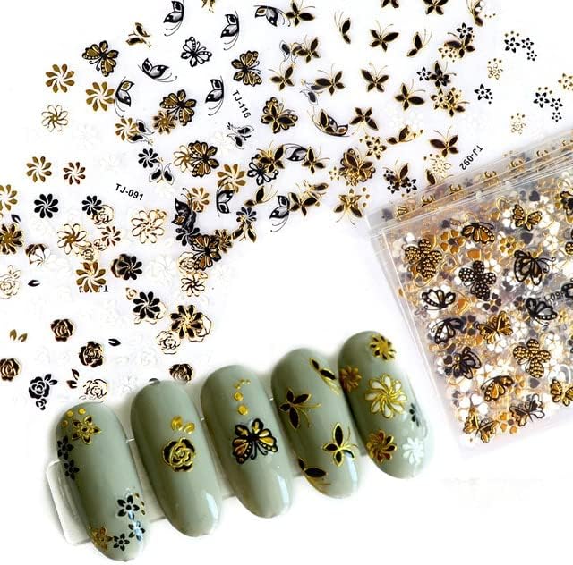 30kom naljepnica za nokte 3D Leptir za cvijeće holografski reljef Štancanje naljepnica za foliju za nokte