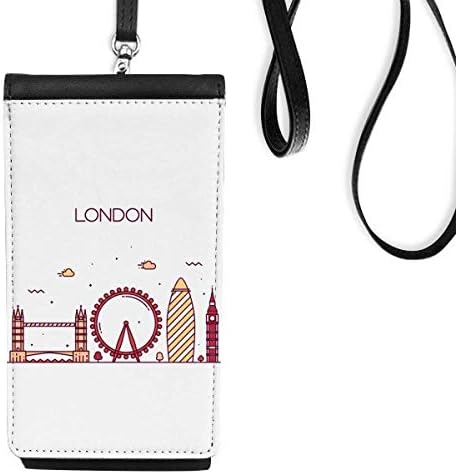 London England Flat Landmark uzorak Telefon novčanik torbica Viseća mobilna torbica Crni džep