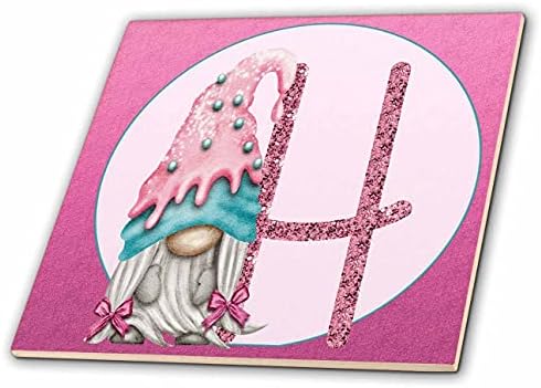 3drose slatki ružičasti sladoled Gnome Pink slika Glitter monograma H-Tiles
