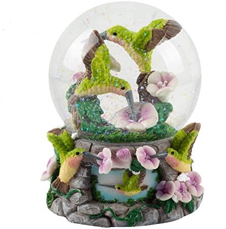 Elanze dizajnira Hummingbirds sa cvijećem figurice 100 mm Vodeni globus igra melodiju da mi svijetliš život