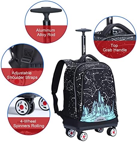 UNIKER Rolling ruksak sa točkovima za putovanja, Roller Bookbag za djevojčice, torba za laptop na točkovima